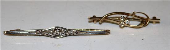 2 x high carat diamond brooches